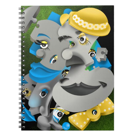 Surreal Puzzle Faces Notebook Notizblock (Vorderseite)