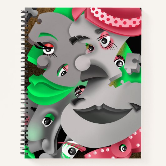 Surreal Puzzle Faces Notebook Notizblock (Vorderseite)