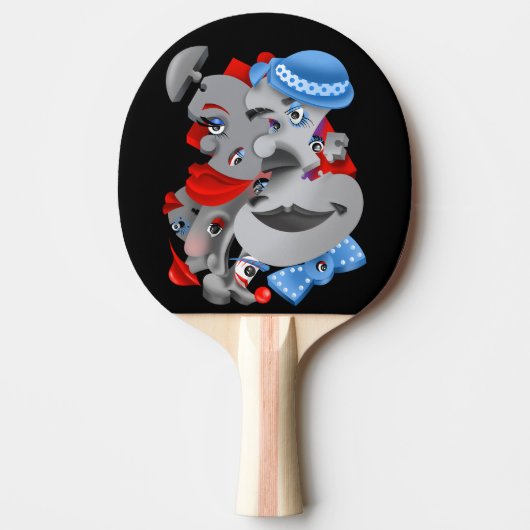 Surreal Puzzle Faces Ping Pong Paddle Tischtennis Schläger (Vorderseite)