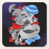 Surreal Puzzle Faces Rechteckiger Pappuntersetzer (Vorderseite)