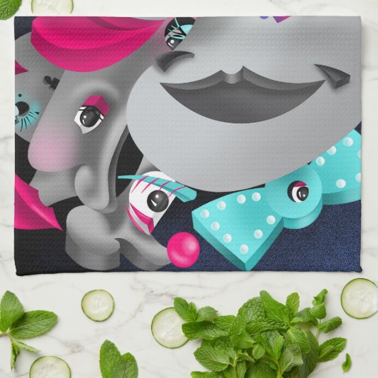 Surreal Puzzle Faces Teetuch Geschirrtuch (Gefaltet)