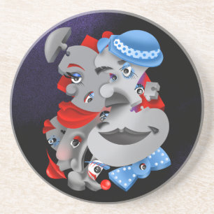 Surreal Puzzle Faces Untersetzer