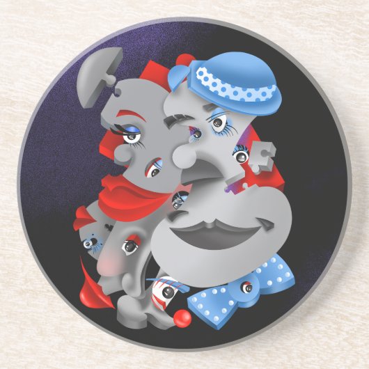 Surreal Puzzle Faces Untersetzer (Vorne)