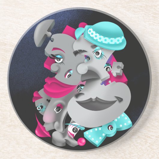 Surreal Puzzle Faces Untersetzer (Vorne)