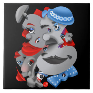 Surreal Puzzle Faces Versatile Tile Fliese