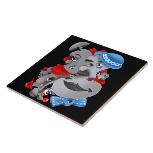 Surreal Puzzle Faces Versatile Tile Fliese (Seite)