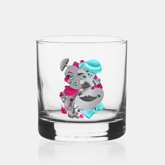 Surreal Puzzle Faces Whiskey Glass Whiskyglas (Vorderseite)