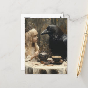 Surreal Raven and Child Fantasy Party Postkarte