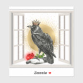 Surreal Raven King in Window Vinyl Aufkleber (Blatt)