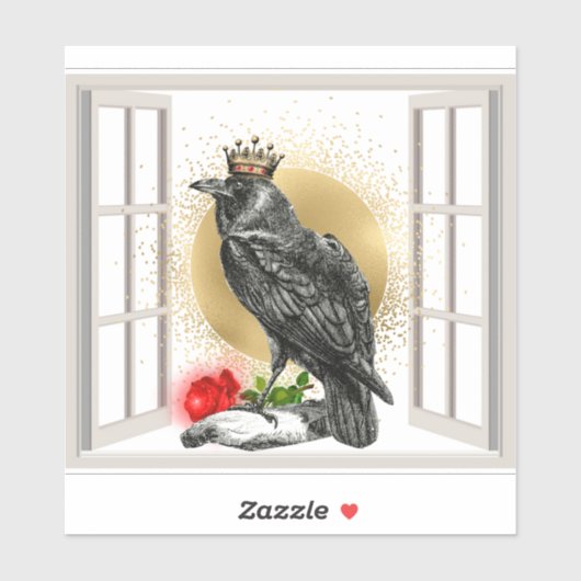 Surreal Raven King in Window Vinyl Aufkleber (Blatt)