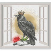 Surreal Raven King in Window Vinyl Aufkleber (Vorderseite)