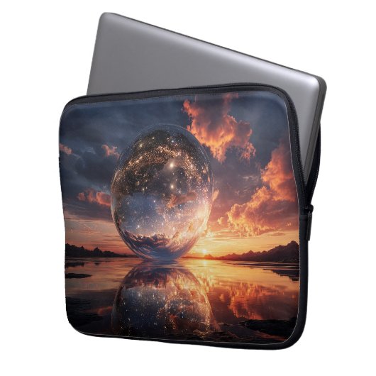 Surreal Reflective Sphere Containing Stars Laptopschutzhülle (Vorderseite Links)