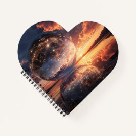 Surreal Reflective Sphere Containing Stars Notizblock