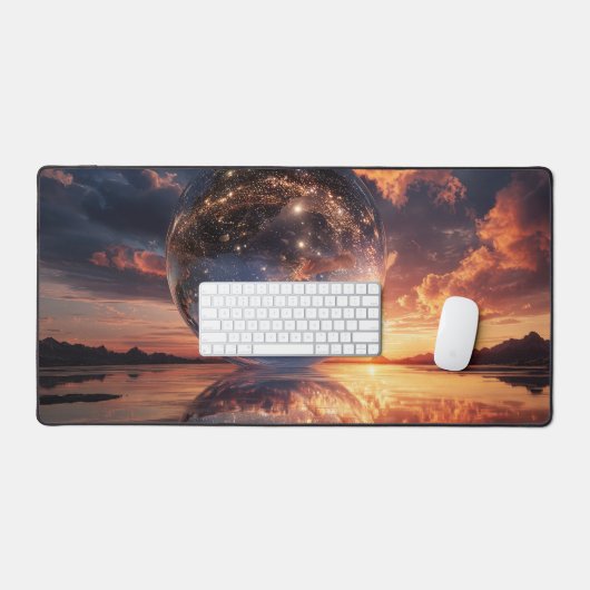 Surreal Reflective Sphere Containing Stars Schreibtischunterlage (Tastatur & Maus)