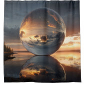 Surreal Reflective Sphere With Sunset Clouds Over Duschvorhang (Vorderseite)