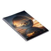 Surreal Reflective Sphere With Sunset Clouds Over Notizblock (Rechte Seite)