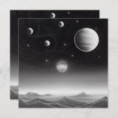 Surreal Retro Planets in Space Card (Vorne/Hinten)