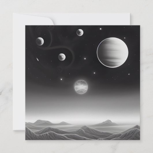 Surreal Retro Planets in Space Card (Vorderseite)