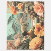 Surreal Safari Scene With Elephants Zebras Fleecedecke (Vorderseite)