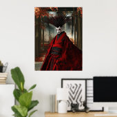 Surreal Samurai in Rot | Digitale Kunst Poster (Heimbüro)