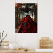 Surreal Samurai in Rot | Digitale Kunst Poster (Küche)