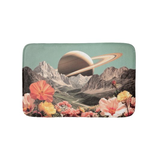 Surreal Saturn über dem Bergtal Badematte (Vorderseite)