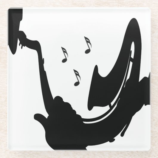 Surreal Saxophon Play Glasuntersetzer (Vorderseite)