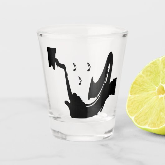 Surreal Saxophon Schnapsglas (Vorderseite)