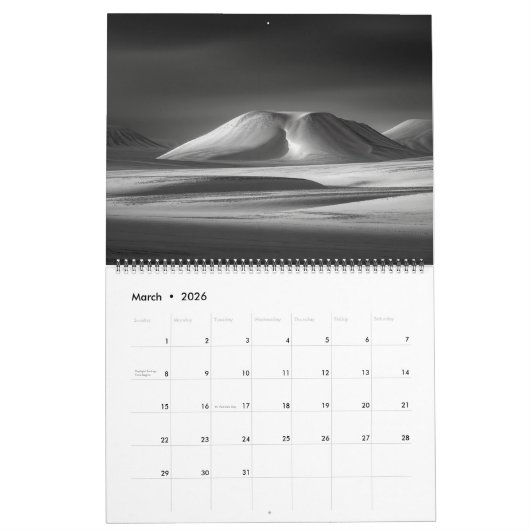 Surreal Schwarz & Weiß Landschaften Kalender (Mär 2026)