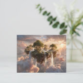 Surreal schwebende Inseln mit Wasserfällen Postkarte (Stehend Vorderseite)