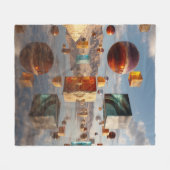Surreal schwebende Kugeln und Würfel Fleecedecke (Vorderseite (Horizontal))