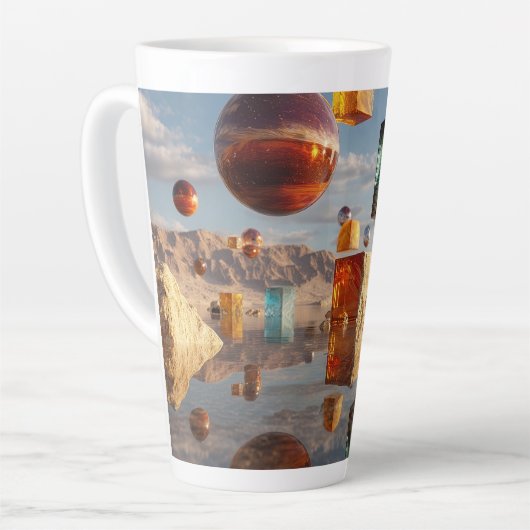 Surreal schwebende Kugeln und Würfel Milchtasse (Linke Ecke)