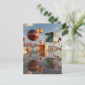 Surreal schwebende Kugeln und Würfel Postkarte (Stehend Vorderseite)