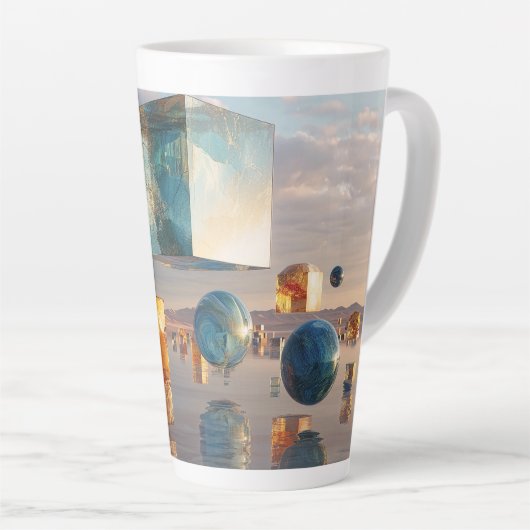 Surreal schwebende Würfel und Kugeln Milchtasse (Rechte Ecke)