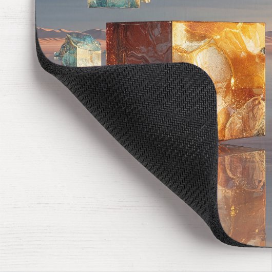 Surreal schwebende Würfel und Kugeln Mousepad (Ecke)