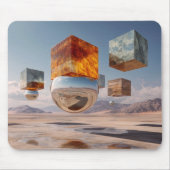 Surreal schwebende Würfel und reflektierende Kugel Mousepad (Vorne)
