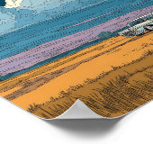 Surreal Sci-Fi Farm with Rocket Launch Illustratio Poster (Ecke)