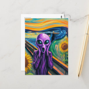 Surreal Screening Lila Alien Postkarte