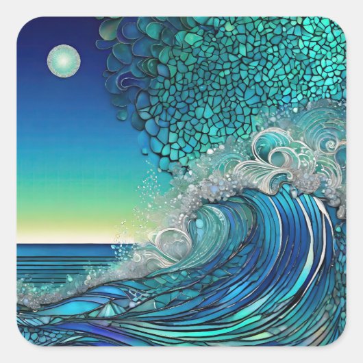 Surreal Seascape Quadratischer Aufkleber (Vorderseite)