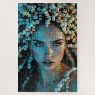 Surreal Seashell Goddess mit Muschel Chains Puzzle