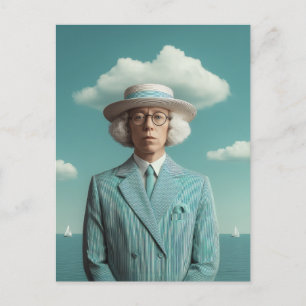 Surreal Seaside Gentleman Portrait Feiertagspostkarte