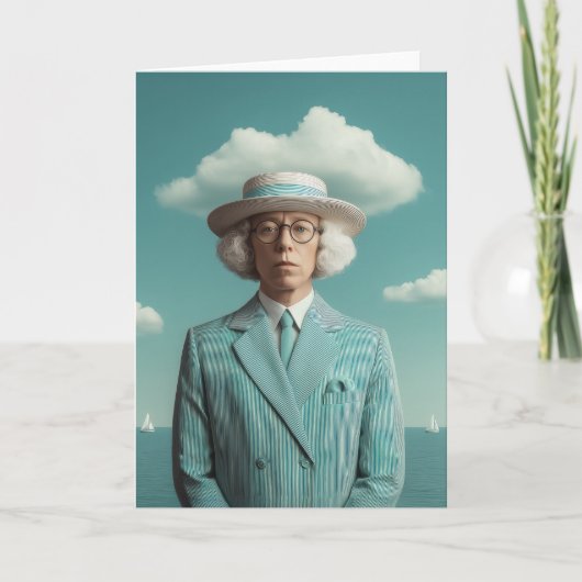 Surreal Seaside Gentleman Portrait Karte (Vorderseite)
