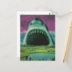 Surreal Shark auf dem Golfplatz Postkarte