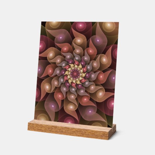 Surreal Shiny Blume Modernes Abstraktes Fraktal Ku Acrylschild (Winkel)