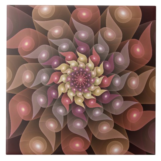 Surreal Shiny Blume Modernes Abstraktes Fraktal Ku Fliese (Vorderseite)