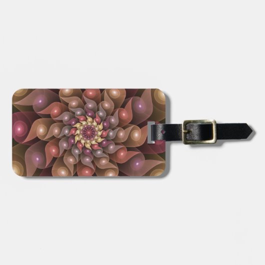 Surreal Shiny Blume Modernes Abstraktes Fraktal Ku Gepäckanhänger (Vorderseite horizontal)