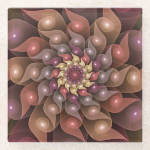 Surreal Shiny Blume Modernes Abstraktes Fraktal Ku Glasuntersetzer