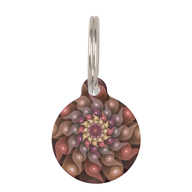 Surreal Shiny Blume Modernes Abstraktes Fraktal Ku Haustiermarke (Vorderseite)