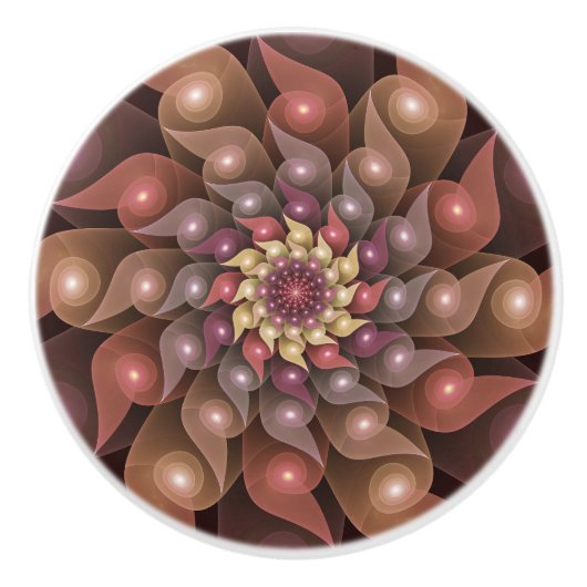 Surreal Shiny Blume Modernes Abstraktes Fraktal Ku Keramikknauf (Vorderseite)