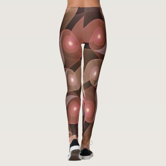 Surreal Shiny Blume Modernes Abstraktes Fraktal Ku Leggings (Rückseite)